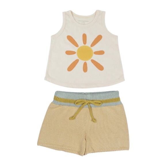 Wild Wawa Sun Tank Top & Retro Knitted Shorts Set Size 6-12 & 12-18 Months - Picture 1 of 11